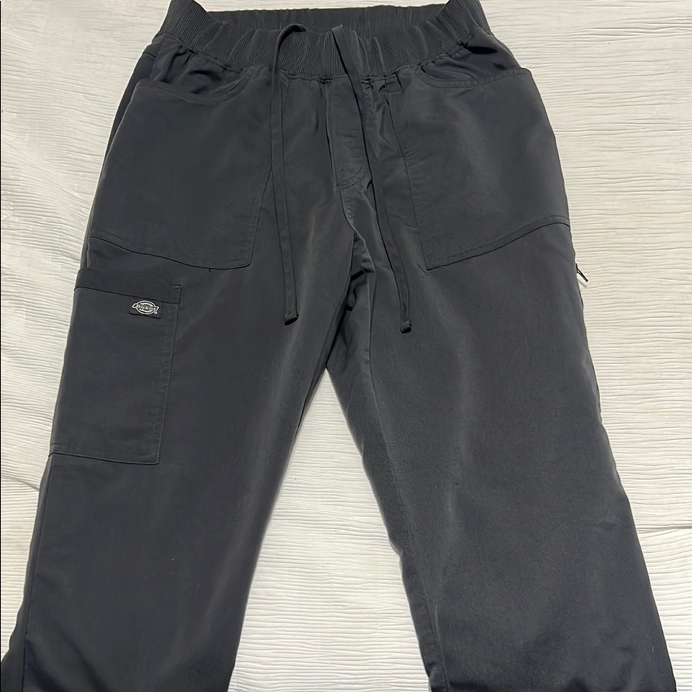 Dickies Black Cargo Pants with Elastic Waistband Scrubs